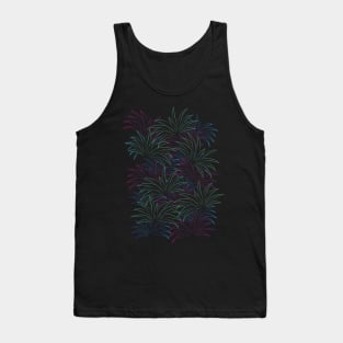 Midnight Palm Leaves Pattern Tank Top